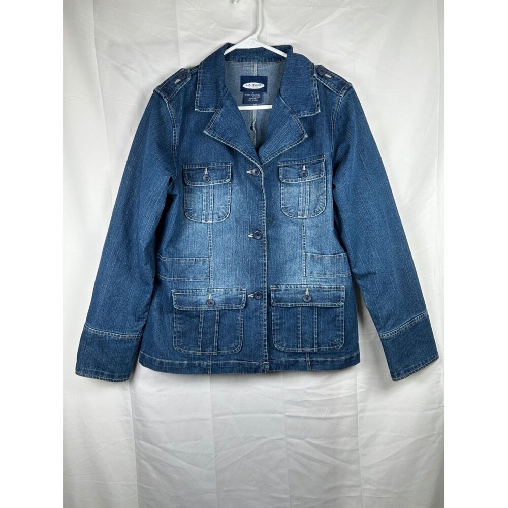 LA Blues Stretch Denim Jacket Medium Blue Jean Jacket Casual Layering Classic